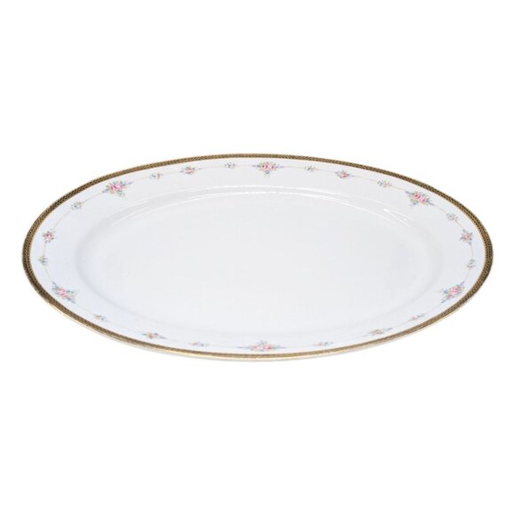 Vtg Noritake M Oval Platter Roses Gold Encrusted Rim N224 Japan 15.5 - Picture 3 of 11